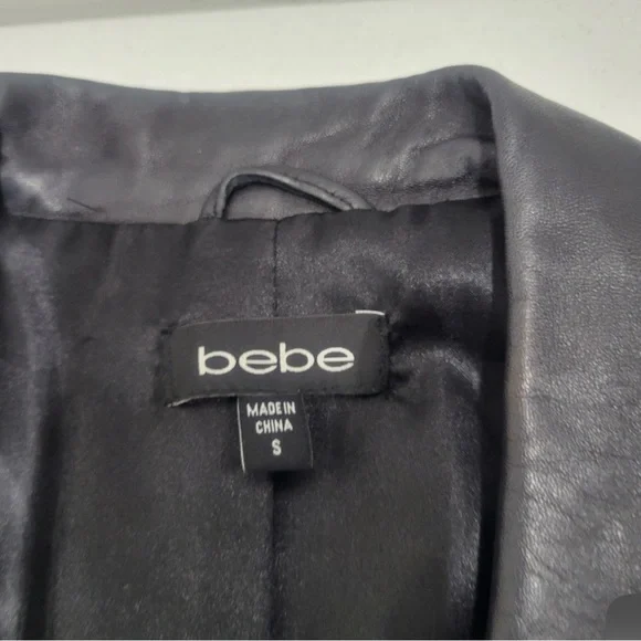 Bebe leather black jacket, size Small, soft 100% real leather shoulder pad - Picture 11 of 15